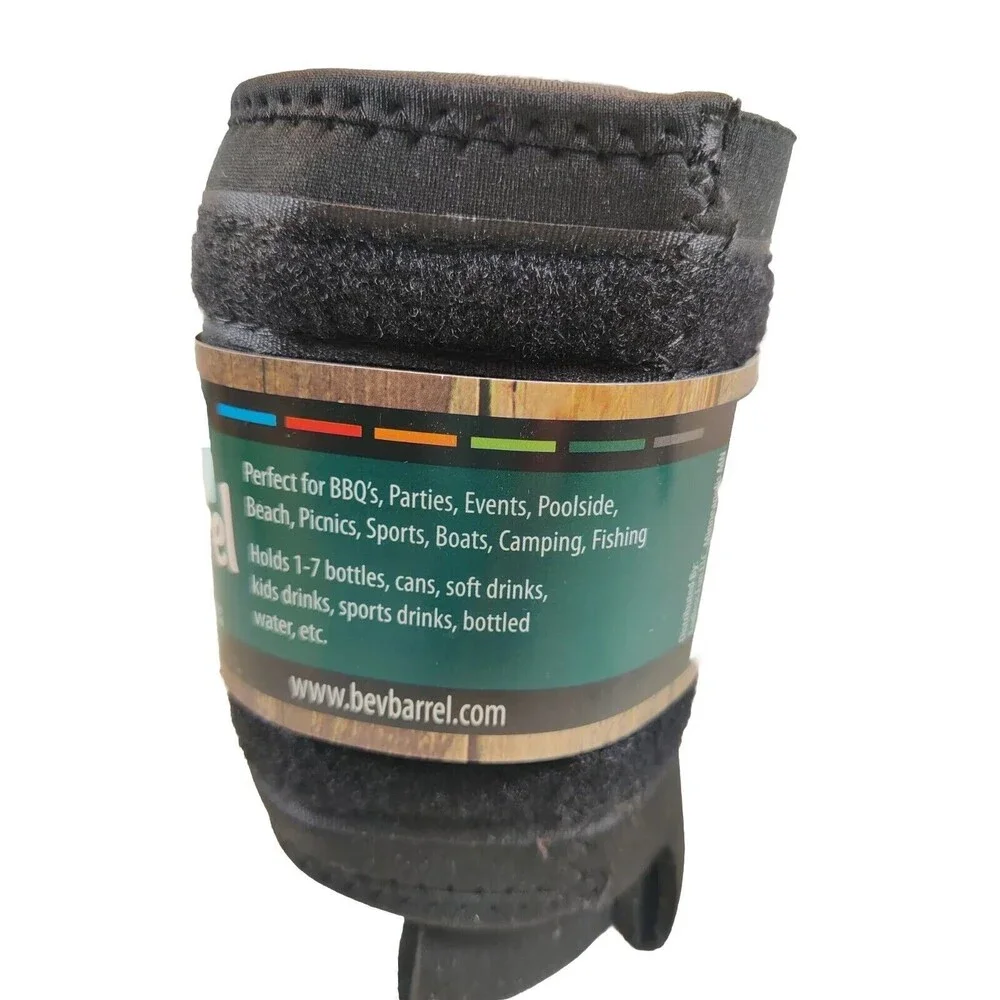 Beverage Barrel Black Neoprene Holds 1-7 Bottles Cans Soft Drinks Water Beer